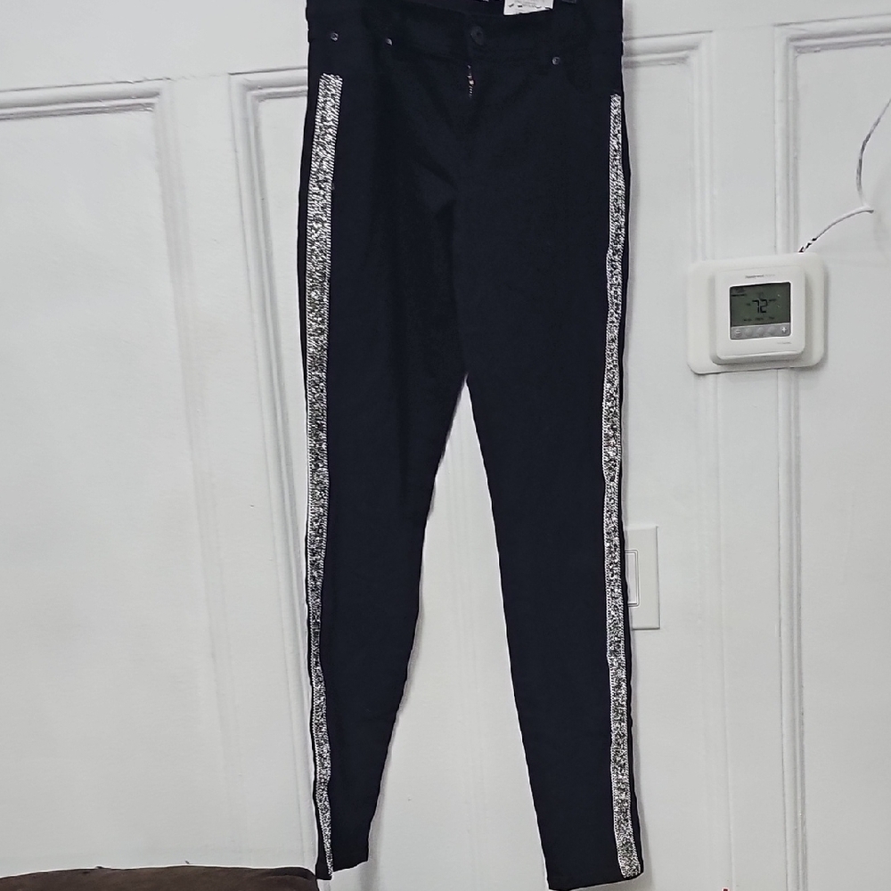 INC International Concepts Black Skinny Jeans with Silver Accents